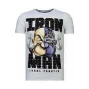T-shirt Korte Mouw Local Fanatic Iron Man Popeye Rhinestone