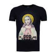 T-shirt Korte Mouw Local Fanatic Jezus Rhinestone