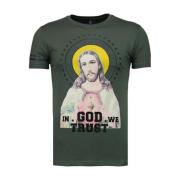 T-shirt Korte Mouw Local Fanatic Jesus Rhinestone