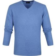 Sweater Suitable Lamswol Trui V-Hals Blauw