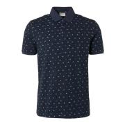 T-shirt No Excess Polo Print Donkerblauw