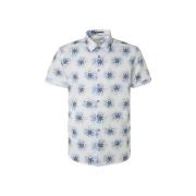 Overhemd Lange Mouw No Excess Short Sleeve Overhemd Linnen Blauw Print