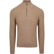 Sweater Suitable Half Zip Trui Structuur Beige