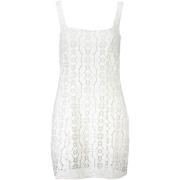 Jurk Desigual Witte mouwloze jurk met contrasterende details