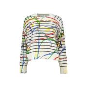 Sweater Desigual gestreepte trui met abstracte print voor dames