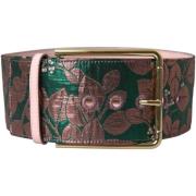 Riem D&amp;G Bloemen jacquard gouden gesp riem