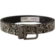 Riem D&amp;G zwart-witte leren riem met gunmetal gesp