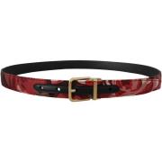 Riem D&amp;G Veelkleurige jacquard lederen riem met gouden metalen ges...