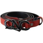 Riem Costume National Logo Design Lederen Riem met Gespsluiting