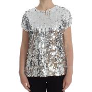 Overhemd D&amp;G Pailletten Crewneck Blouse T-shirt - Wit met