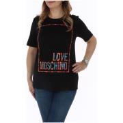 Overhemd Love Moschino zwart dames-T-shirt met geruit logo