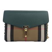 Handtas Burberry Vintage groene geruite lederen crossbodytas met goude...