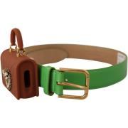 Riem D&amp;G Groene Leren Riem met Mini Tas Detail