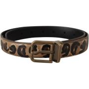 Riem D&amp;G Luipaardprint lederen riem met bronzen metalen gesp