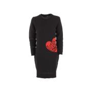 Jurk Love Moschino Contrasterende wollen jurk met hartpatroon