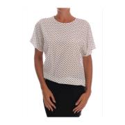 Overhemd D&amp;G Witte Zijden Polka Dot Top