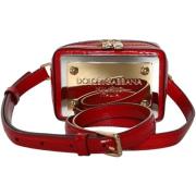 Tas D&amp;G Lederen Logo Taille Fanny Pack met Leopard voering