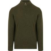 Sweater Barbour Half Zip Trui Wol Olijfgroen