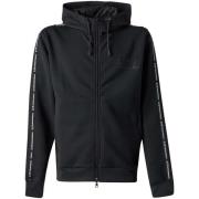 Sweater Ea7 Emporio Armani Logo Series Stretch Viscose Zip Hoodie Blac...