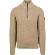 Sweater No Excess Half Zip Trui Structuur Melange Beige