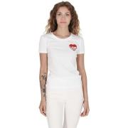 T-shirt Love Moschino wit katoenen T-shirt voor dames met hartlogo