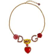 Ketting D&amp;G Gouden Ketting Crystal Charm Necklace met Rose Love Mo...