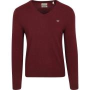 Sweater Gant Pullover V-Hals Woolblend Bordeaux