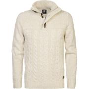 Sweater Petrol Industries Kabeltrui Half Zip Diomede Ecru