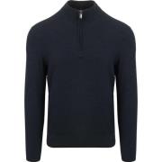 Sweater Suitable Structure Half Zip Trui Navy