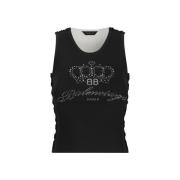 Overhemd Balenciaga Mouwloze geribbelde top met monogram en kralendeta...