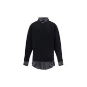 Sweater Balenciaga Dubbellaagse trui van scheerwol met V-hals en gebor...