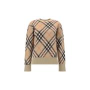 Sweater Burberry Wollen trui met ruitpatroon en geribbelde ronde hals