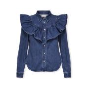 Blouse Only Noos Indigo Shirt - Dark Blue Denim