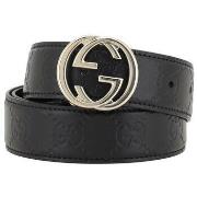 Riem Gucci Leren riem met GG kruisende gesp