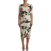 Jurk D&amp;G Dolce Gabbana midi-jurk met rozenprint