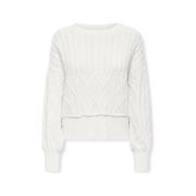 Trui Only Katia Life Loose Cable Knit - Cloud Dancer