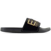 Teenslippers Ea7 Emporio Armani Visibility Logo Slides Shiny Black/Gol...