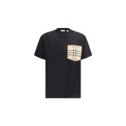 Overhemd Burberry Archief Geruit T-shirt met geribbelde ronde hals en ...