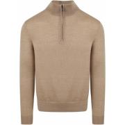 Sweater Suitable Merino Half Zip Trui Beige