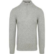 Sweater Profuomo Half Zip Pullover Lamswol Melange Grijs