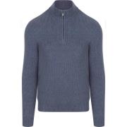 Sweater Suitable Half Zip Trui Wol Blend Donkerblauw