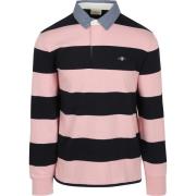 Sweater Gant Heavy Rugger Shield Polo Streep Navy Roze
