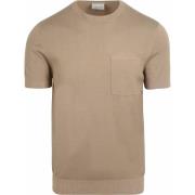 T-shirt Suitable Knitted T-shirt Pocket Compact Camel