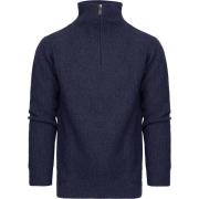 Sweater Suitable Half Zip Trui Wol Blend Navy