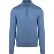 Sweater Suitable Merino Half Zip Trui Ink Blauw