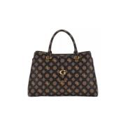 Handtas Guess KUBA TRI COMPARTMENT SATCHEL MOCHA LOGO HWPA93 29060