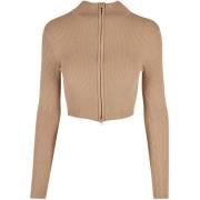 Vest Urban Classics Cardigan zippé court en tricot côtelé femme