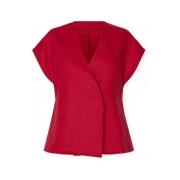 Blouse Selected W Top Lia Linen - Sawy Red