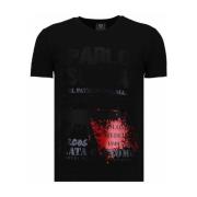 T-shirt Korte Mouw Local Fanatic Pablo Escobar Narcos Rhinestone