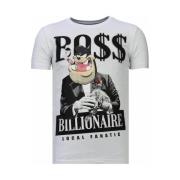 T-shirt Korte Mouw Local Fanatic Billionaire Boss Rhinestone
